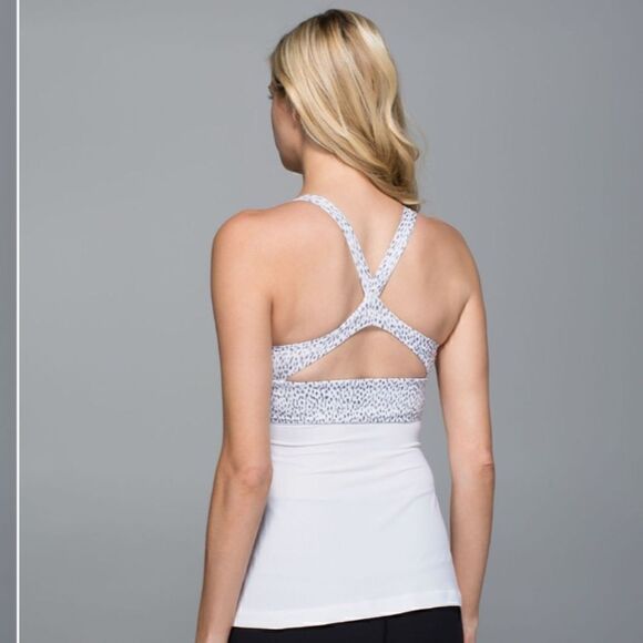 Lululemon Wrap It Up Tank Dottie Dash White Black / White - Picture 2 of 9